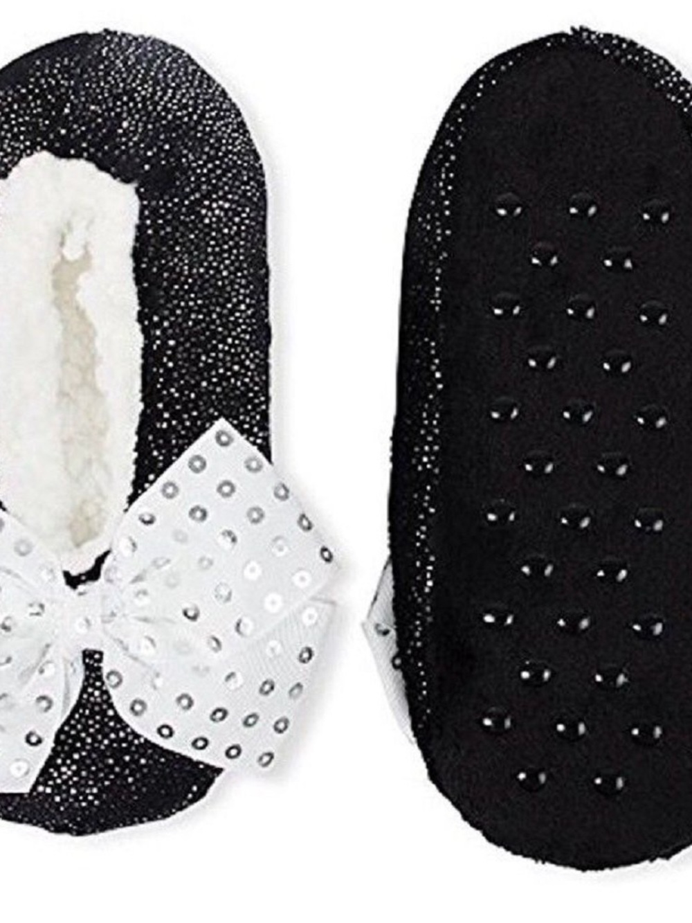 Jojo Siwa Kids Black White Bow-Accent Slippers Socks